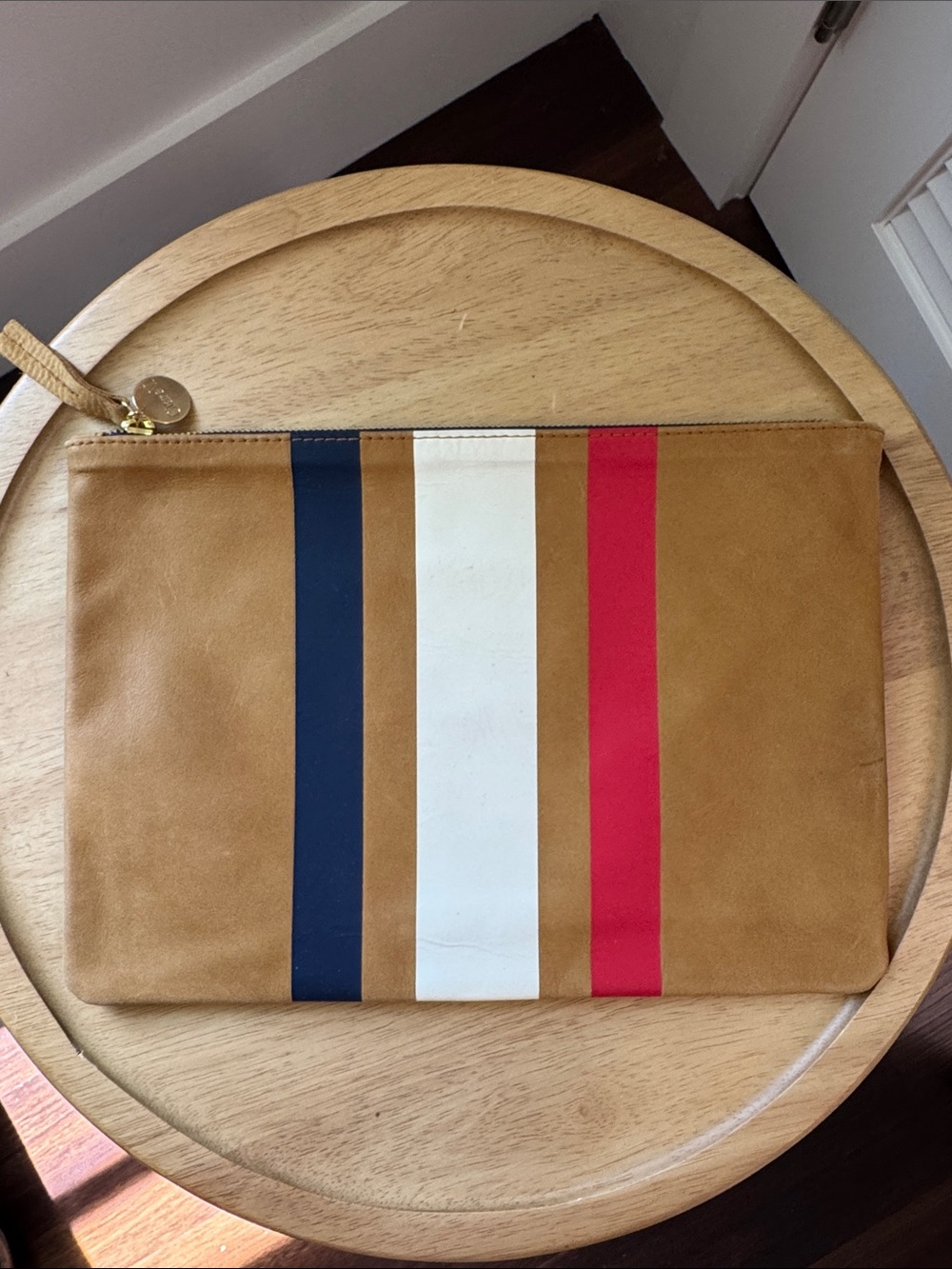 Clare V. Brown Leather Tricolor Clutch